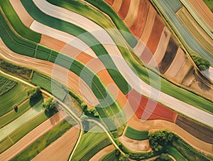 Aerial View of Colorful Agricultural Fields