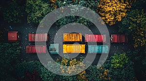 Aerial View of Colorful Dumpsters photo