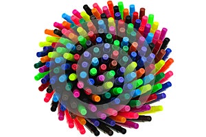 Aerial View of Colorful felt-tip pens