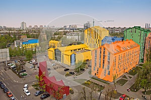 Aerial view on colorful residential buildings