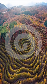 Aerial View of Colorfull Mountain With Trees Landscape AI Generative