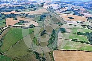 Aerial view of Combe Gibbet, England