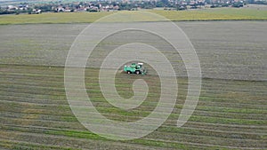 Aerial view of Combine harvester.