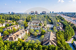 Aerial view Condos in Atlanta suburbs just next to Highway GA 400