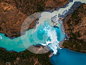 Aerial view of the confluence of the river of Baker