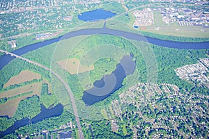 Aerial view of Connecticut river and hartford