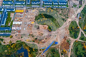 Aerial view of construction area