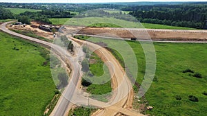 Aerial view on the construction of a new highway