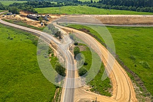 Aerial view on the construction of a new highway