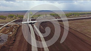 Aerial view construction of a new highway