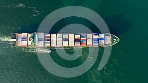 Aerial view container cargo ship in ocean, Business industry commerce global import export logistic transportation oversea