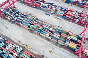 Aerial view of container yard