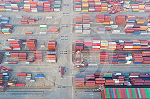 Aerial view of container yard