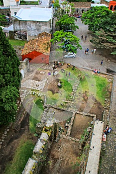 Aerial view of Convent of San Franciso ruins in Colonia del Sacramento, Uruguay