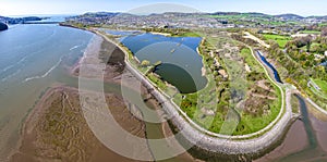 Aerial view of the Conwy RSPB nature reserve area in north wales