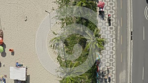 Aerial view of Copacabana sidewalk mosaic in Rio de Janeiro