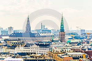 aerial view of copenhagen including the Christiansborg palace