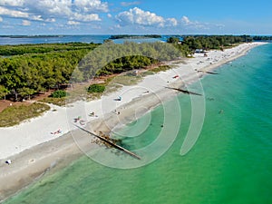 Aerial view of Coquina Beach, Anna Maria Island