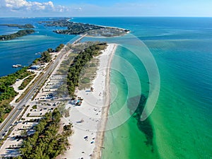 Aerial view of Coquina Beach, Anna Maria Island