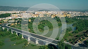 Aerial view of Cordoba and the Guadalquivir river, Spain