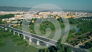 Aerial view of Cordoba and the Guadalquivir river, Spain
