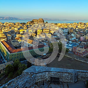 Aerial view on Corfu city