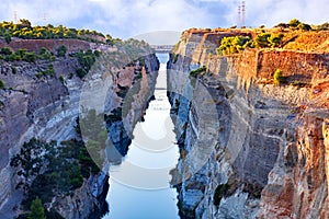 Aerial view of the Corinth Canal in Greece