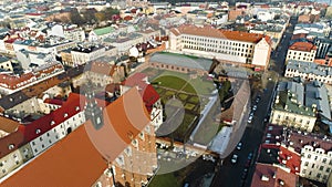 Aerial view of the Corpus Christi Basilica in Cracov