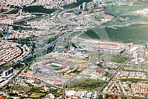 Aerial view of Corregidora stadium in Queretaro Mexico with copyspace