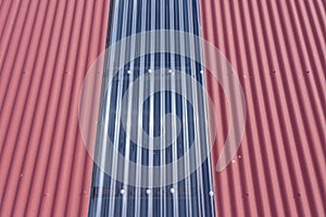 Aerial view of corrugated iron and perspex roof panels photo