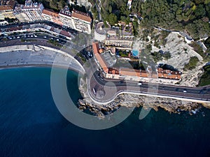 Aerial view Cote d`azur, France, bay of angels, Nice