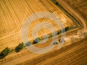 Aerial view of a country road amid fields