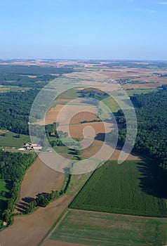 Aerial view of countryside north Yonne