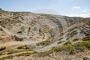 AERIAL VIEW OF THE COURSE OF THE SAL RIVER IN ALBATERA ALICANTE, SPAIN