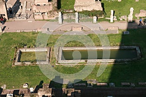 Aerial View of the Courtyard of the House of the Vestals, Rome, Italy
