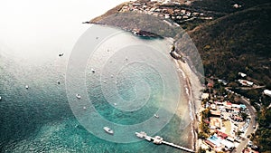 Aerial view of Cousteau Reserve, Lagoon, Ilets Pigeons, Malendure beach, Bouillante, Guadeloupe, Caribbean