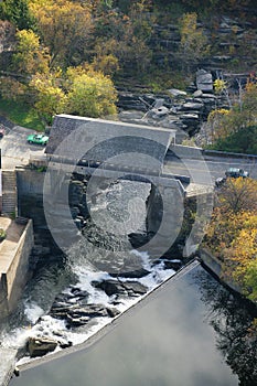 A covered bridge over the Quechee river.