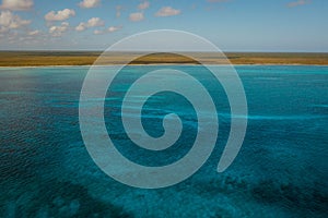 Aerial view of the Cozumel island, Quintana Roo, Mexico