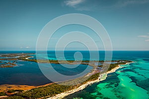 Aerial view of the Cozumel island, Quintana Roo, Mexico