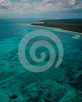 Aerial view of the Cozumel island, Quintana Roo, Mexico