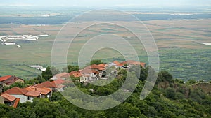 Aerial view of cozy village with fresh air and beautiful landscape, Georgia