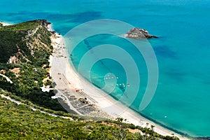 Aerial view of Creiro beach in Setubal, Portugal