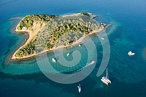 Aerial view of Croatia coast line. Rab island