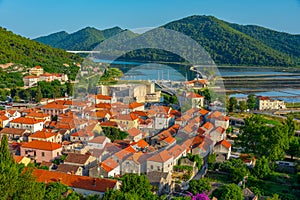 Aerial view of Croatian town Ston
