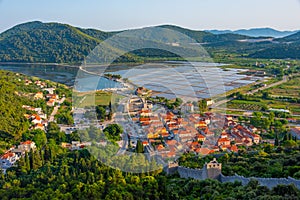 Aerial view of Croatian town Ston