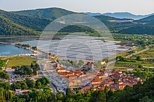 Aerial view of Croatian town Ston