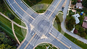 Aerial view of a crossroad in Greensboro, North Carolina, USA