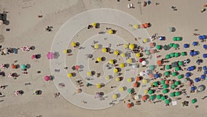 Aerial view of a crowded beach in Rio de Janeiro