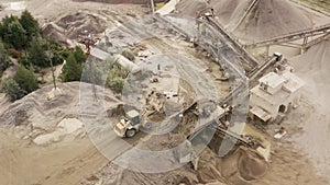 Aerial view of crushed stone quarry