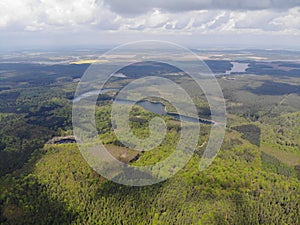 Aerial view of crystal clear lake Stechlinsee